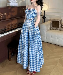 フラワープリント ロング丈 ワンピース