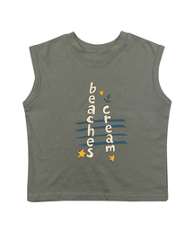 アンカーレタリング 袖なしTシャツ-オリーブ