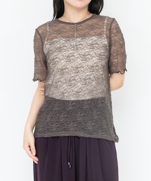 RU.TI.LE(ルチル)の「【RU.TI.LE】レース半袖Tシャツ(Tシャツ/カットソー・レディース・ブラック/チャコールグレー/ホワイト・MEDIUM)」の3枚目の写真