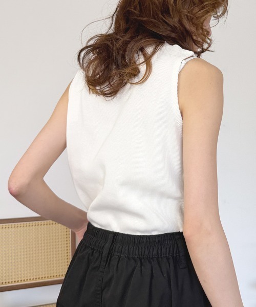 RCD（アールシーディー）の「2x2リブボートネックノースリーブ（Tシャツ/カットソー・レディース・杢グレー/オフホワイト/ブラック・LL/L/3L/M/4L）」の18枚目の写真