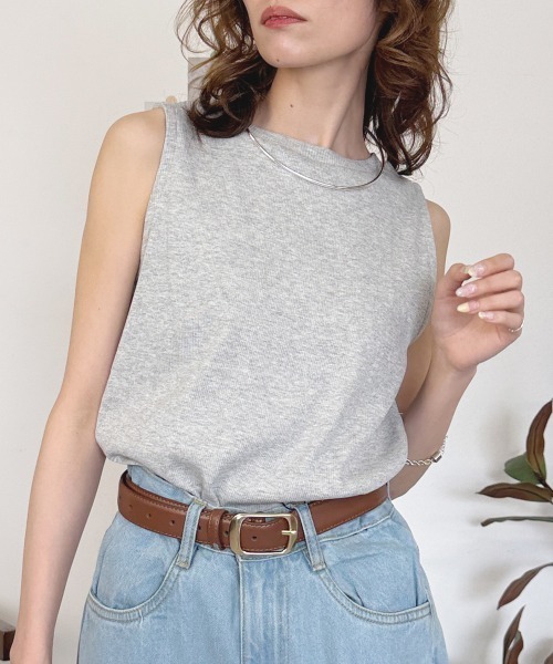 RCD（アールシーディー）の「2x2リブボートネックノースリーブ（Tシャツ/カットソー・レディース・杢グレー/オフホワイト/ブラック・LL/L/3L/M/4L）」の11枚目の写真