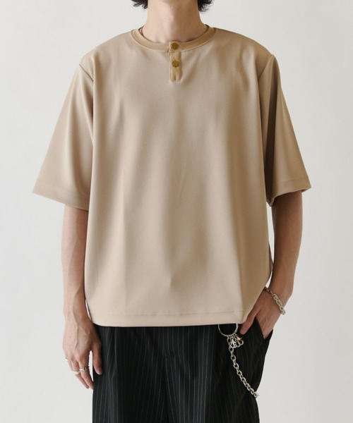Lui's(ルイス)の「ジョーゼットヘンリーネックTシャツ(Tシャツ/カットソー・メンズ・ホワイト/ブラック/ライトベージュ・M/S)」の17枚目の写真