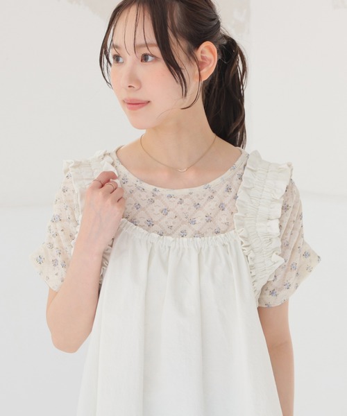 Honeys(ハニーズ)の「総レーストップス(Tシャツ/カットソー・レディース・ホワイト系その他2/ブラウン系その他2/ネイビー系1・L/M/S)」の1枚目の写真
