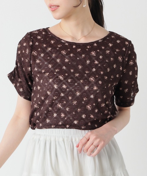 Honeys(ハニーズ)の「総レーストップス(Tシャツ/カットソー・レディース・ホワイト系その他2/ブラウン系その他2/ネイビー系1・L/M/S)」の2枚目の写真