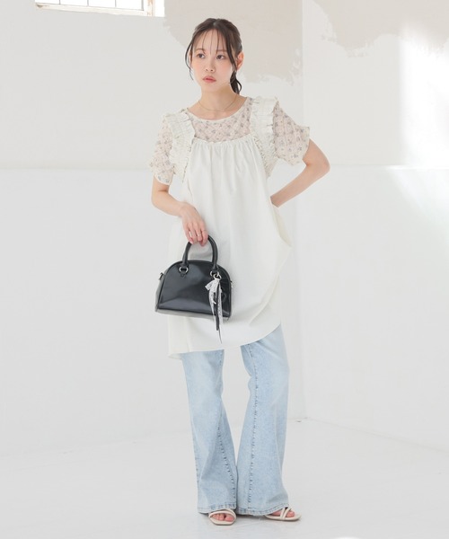 Honeys(ハニーズ)の「総レーストップス(Tシャツ/カットソー・レディース・ホワイト系その他2/ブラウン系その他2/ネイビー系1・L/M/S)」の4枚目の写真