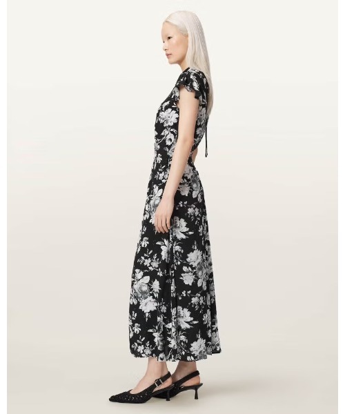 ALLSAINTS(オールセインツ)の「LOLITA SHORT SLEEVE FLORAL MIDI DRESS | LOLITA 半袖 フローラル ミディ ドレス・ワンピース(ワンピース・レディース・ブラック系その他・10/8/6)」の3枚目の写真