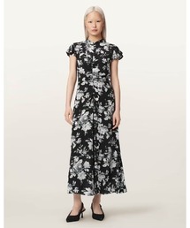 美品 ALLSAINTS 花柄 スカル メッシュ 半袖 ロングワンピース