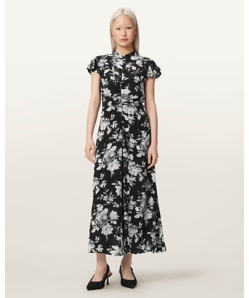 ALLSAINTS(オールセインツ)の「LOLITA SHORT SLEEVE FLORAL MIDI DRESS | LOLITA 半袖 フローラル ミディ ドレス・ワンピース(ワンピース・レディース・ブラック系その他・10/8/6)」の4枚目の写真