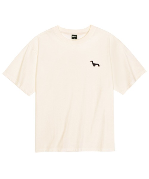 OKSTAR(オクスター)の「クールコットンオーバーサイズダックスフンド刺繍半袖Tシャツ(Tシャツ/カットソー・レディース・クリーム/ブラック/ホワイト/ダークグリーン・LARGE/MEDIUM/SMALL/X-LARGE/XX-LARGE)」の3枚目の写真