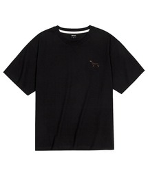 OKSTAR（オクスター）の「クールコットンオーバーサイズダックスフンド刺繍半袖Tシャツ（Tシャツ/カットソー）」