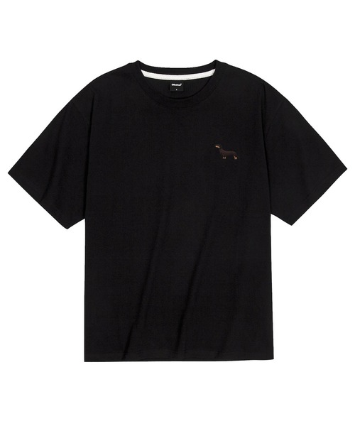 OKSTAR(オクスター)の「クールコットンオーバーサイズダックスフンド刺繍半袖Tシャツ(Tシャツ/カットソー・レディース・クリーム/ブラック/ホワイト/ダークグリーン・LARGE/MEDIUM/SMALL/X-LARGE/XX-LARGE)」の1枚目の写真