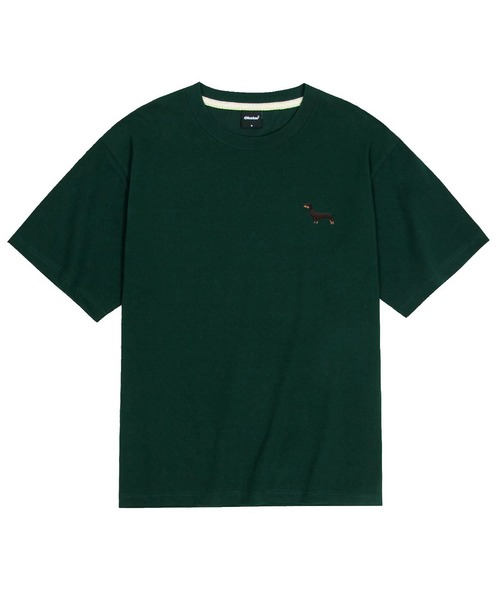OKSTAR(オクスター)の「クールコットンオーバーサイズダックスフンド刺繍半袖Tシャツ(Tシャツ/カットソー・レディース・クリーム/ブラック/ホワイト/ダークグリーン・LARGE/MEDIUM/SMALL/X-LARGE/XX-LARGE)」の4枚目の写真