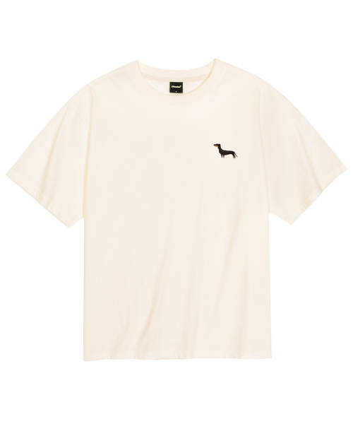 OKSTAR(オクスター)の「クールコットンオーバーサイズダックスフンド刺繍半袖Tシャツ(Tシャツ/カットソー・レディース・クリーム/ブラック/ホワイト/ダークグリーン・LARGE/MEDIUM/SMALL/X-LARGE/XX-LARGE)」の5枚目の写真