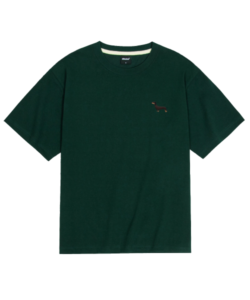 OKSTAR(オクスター)の「クールコットンオーバーサイズダックスフンド刺繍半袖Tシャツ(Tシャツ/カットソー・レディース・クリーム/ブラック/ホワイト/ダークグリーン・LARGE/MEDIUM/SMALL/X-LARGE/XX-LARGE)」の6枚目の写真