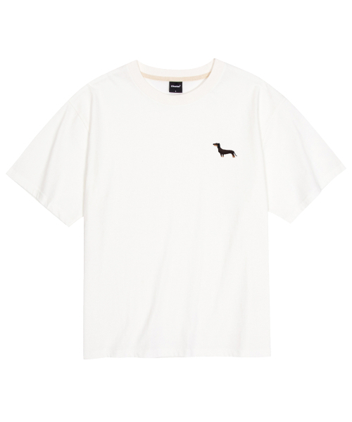 OKSTAR(オクスター)の「クールコットンオーバーサイズダックスフンド刺繍半袖Tシャツ(Tシャツ/カットソー・レディース・クリーム/ブラック/ホワイト/ダークグリーン・LARGE/MEDIUM/SMALL/X-LARGE/XX-LARGE)」の8枚目の写真