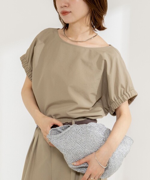 NOLLEY’S(ノーリーズ)の「《セットアップ対応》ウォッシャブルエクセルテックタンブラーギャザーフレンチスリーブブラウス(シャツ/ブラウス・レディース・ベージュ/ホワイト/ブラック・FREE)」の3枚目の写真
