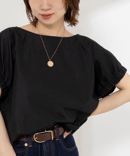 NOLLEY’S(ノーリーズ)の「《セットアップ対応》ウォッシャブルエクセルテックタンブラーギャザーフレンチスリーブブラウス(シャツ/ブラウス・レディース・ベージュ/ホワイト/ブラック・FREE)」の1枚目の写真