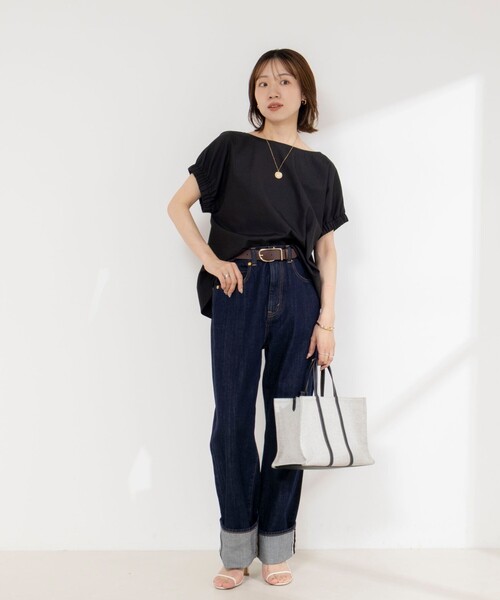 NOLLEY’S(ノーリーズ)の「《セットアップ対応》ウォッシャブルエクセルテックタンブラーギャザーフレンチスリーブブラウス(シャツ/ブラウス・レディース・ベージュ/ホワイト/ブラック・FREE)」の4枚目の写真