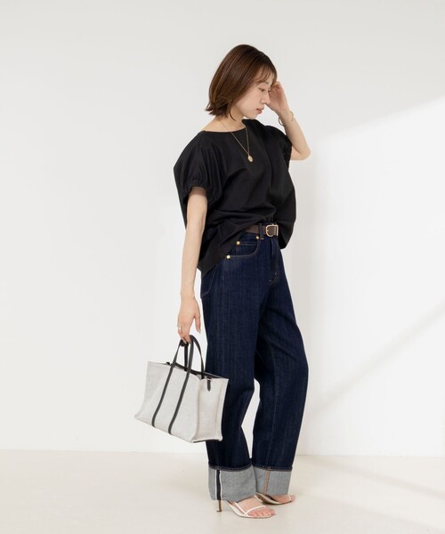 NOLLEY’S(ノーリーズ)の「《セットアップ対応》ウォッシャブルエクセルテックタンブラーギャザーフレンチスリーブブラウス(シャツ/ブラウス・レディース・ベージュ/ホワイト/ブラック・FREE)」の6枚目の写真