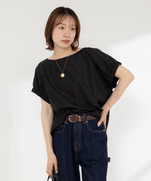 NOLLEY’S(ノーリーズ)の「《セットアップ対応》ウォッシャブルエクセルテックタンブラーギャザーフレンチスリーブブラウス(シャツ/ブラウス・レディース・ベージュ/ホワイト/ブラック・FREE)」の8枚目の写真