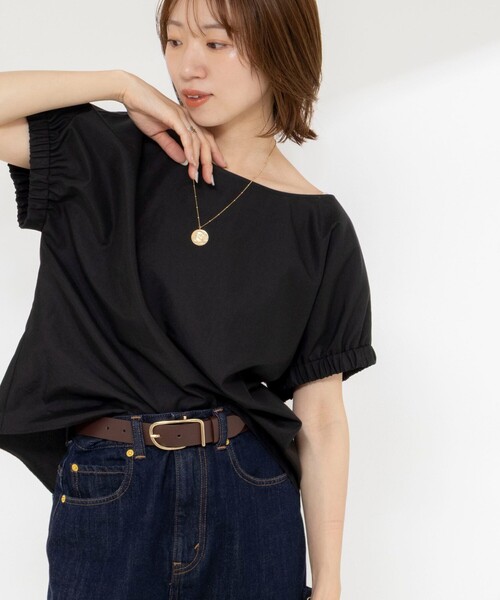 NOLLEY’S(ノーリーズ)の「《セットアップ対応》ウォッシャブルエクセルテックタンブラーギャザーフレンチスリーブブラウス(シャツ/ブラウス・レディース・ベージュ/ホワイト/ブラック・FREE)」の9枚目の写真