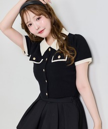 one after another NICE CLAUP（ワンアフターアナザーナイスクラップ）の「【ZOZO限定】バイカラーゴールドボタンポロニット（ニット/セーター）」