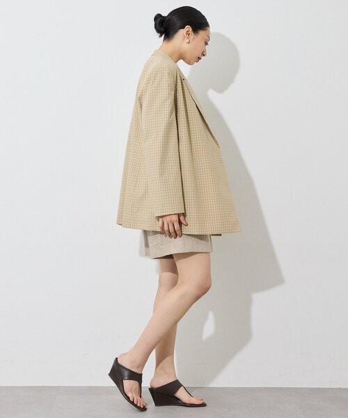 Whim Gazette(ウィムガゼット)の「ギンガムチェックジャケット/セットアップ可(テーラードジャケット・レディース・ベージュ/ブラック・FREE)」の18枚目の写真