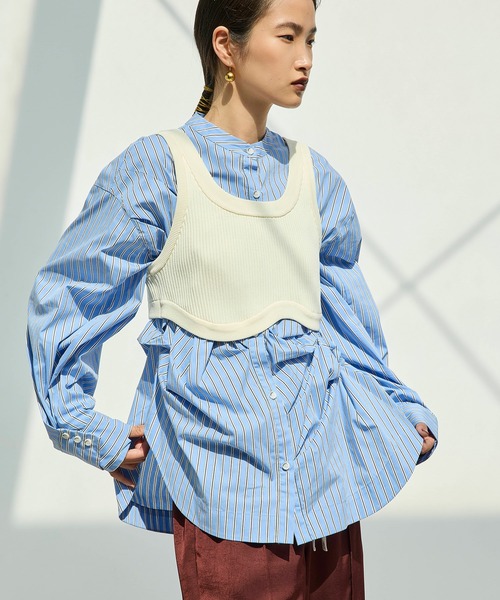 OMMO（オーエムエムオー）の「PINCH TUCK SH（シャツ/ブラウス・レディース・インディゴブルー/ブルー系その他/ホワイト・F）」の13枚目の写真