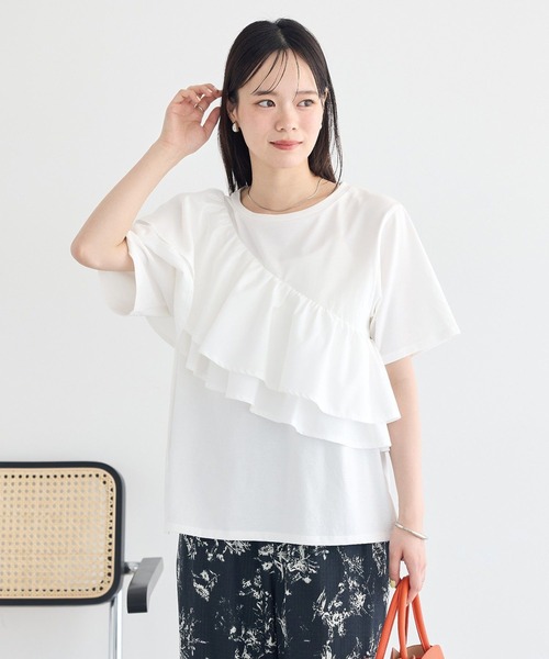 earth music&ecology(アースミュージックアンドエコロジー)の「フリルプルオーバー(Tシャツ/カットソー・レディース・オフホワイト/ブラック・FREE)」の3枚目の写真