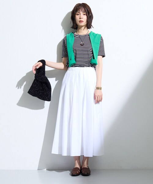 INDIVI(インディヴィ)の「【ゆったり/着映え】ボーダーリラクシーTシャツ(Tシャツ/カットソー・レディース・ブルー系その他7/ブラック系2・34/15 /13/05/38)」の10枚目の写真