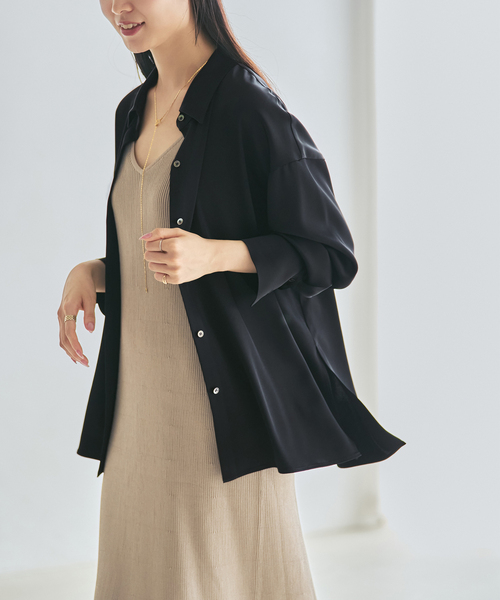 追加・セットアップ対応》ルナサテンドレープシャツ（シャツ/ブラウス