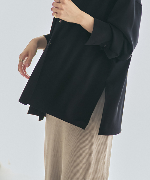 Noble（ノーブル）の「《追加・セットアップ対応》ルナサテンドレープシャツ（シャツ/ブラウス・レディース・ブラウン/ブラック・FREE）」の5枚目の写真