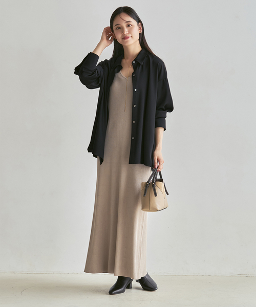 Noble（ノーブル）の「《追加・セットアップ対応》ルナサテンドレープシャツ（シャツ/ブラウス・レディース・ブラウン/ブラック・FREE）」の6枚目の写真