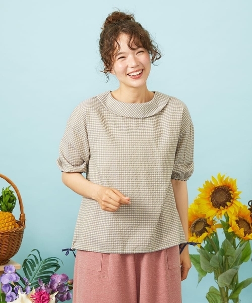 Jocomomola(ホコモモラ)の「Relieve ロールカラーギンガムチェックブラウス(シャツ/ブラウス・レディース・ブラック/イエロー・40)」の9枚目の写真