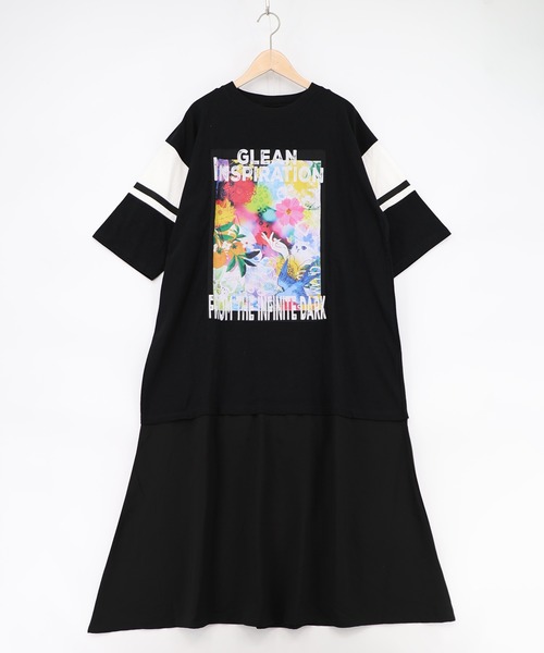ScoLar（スカラー）の「162709：アート柄アップリケ シアー裾切替ワンピース（ワンピース・レディース・ブラック/オフホワイト・M）」の11枚目の写真
