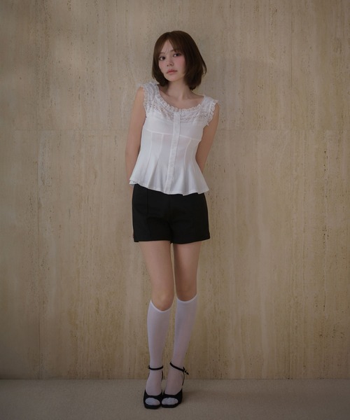 M DOLLY(エムドリー)の「Lace ellery peplum tops / レースエラリーペプラムトップス(タンクトップ・レディース・ホワイト/ピンク・FREE)」の10枚目の写真
