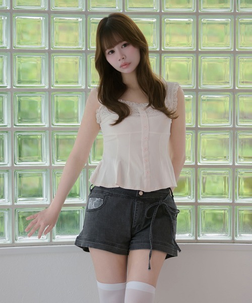 M DOLLY(エムドリー)の「Lace ellery peplum tops / レースエラリーペプラムトップス(タンクトップ・レディース・ホワイト/ピンク・FREE)」の11枚目の写真