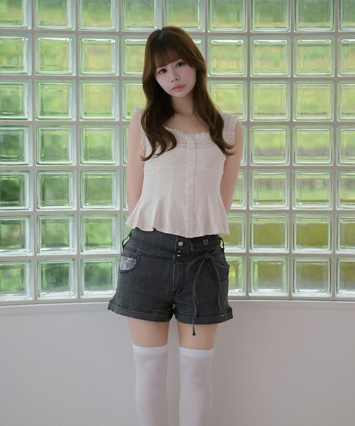 M DOLLY(エムドリー)の「Lace ellery peplum tops / レースエラリーペプラムトップス(タンクトップ・レディース・ホワイト/ピンク・FREE)」の12枚目の写真