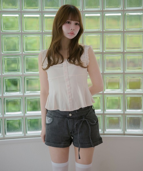 M DOLLY(エムドリー)の「Lace ellery peplum tops / レースエラリーペプラムトップス(タンクトップ・レディース・ホワイト/ピンク・FREE)」の13枚目の写真