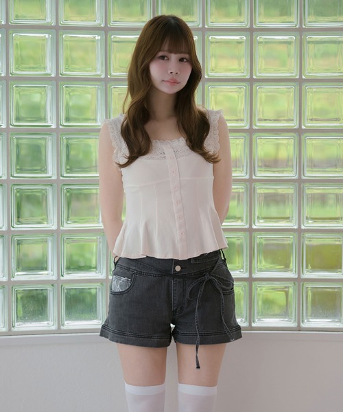 M DOLLY(エムドリー)の「Lace ellery peplum tops / レースエラリーペプラムトップス(タンクトップ・レディース・ホワイト/ピンク・FREE)」の15枚目の写真