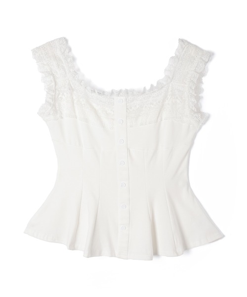 M DOLLY(エムドリー)の「Lace ellery peplum tops / レースエラリーペプラムトップス(タンクトップ・レディース・ホワイト/ピンク・FREE)」の17枚目の写真
