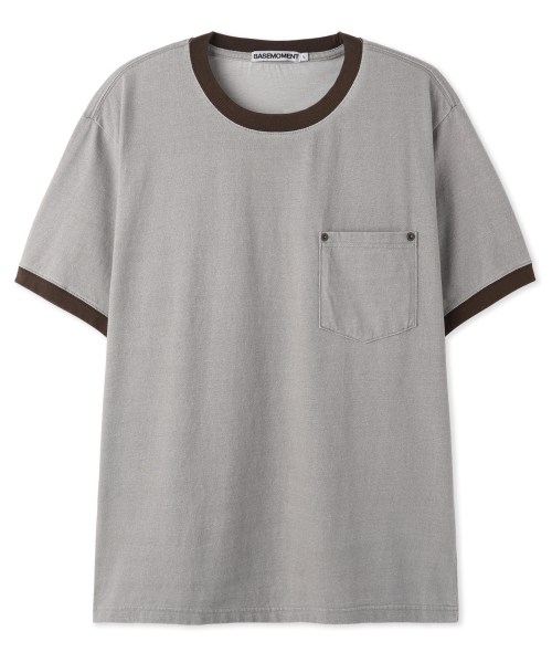 BASEMOMENT(ベースモーメント)の「ピグメントウォッシングリンガーポケットTシメントグレー(Tシャツ/カットソー・メンズ・その他・LARGE/MEDIUM)」の2枚目の写真