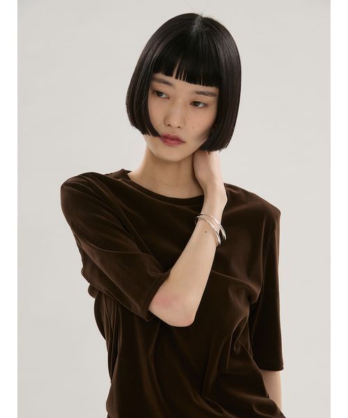 emmi（エミ）の「フロッキーチュールハーフスリーブカットソー（Tシャツ/カットソー・レディース・オレンジ/ブラウン/ミント・F）」の4枚目の写真