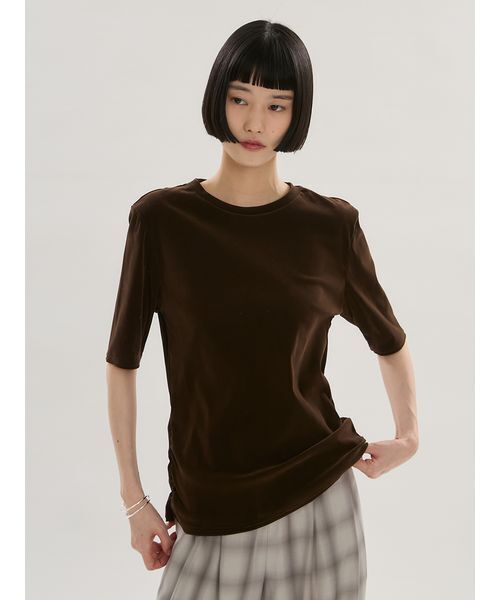 emmi（エミ）の「フロッキーチュールハーフスリーブカットソー（Tシャツ/カットソー・レディース・オレンジ/ブラウン/ミント・F）」の11枚目の写真