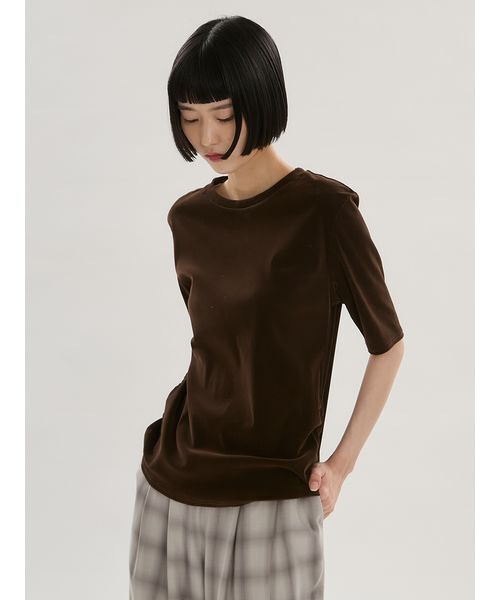 emmi（エミ）の「フロッキーチュールハーフスリーブカットソー（Tシャツ/カットソー・レディース・オレンジ/ブラウン/ミント・F）」の12枚目の写真