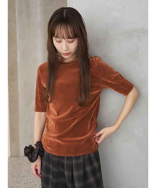 emmi（エミ）の「フロッキーチュールハーフスリーブカットソー（Tシャツ/カットソー・レディース・オレンジ/ブラウン/ミント・F）」の15枚目の写真
