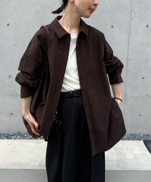 select MOCA by son(セレクトモカバイソン)の「コーデュロイオーバーシャツ【by SON】(シャツ/ブラウス・レディース・ブラック/ブラウン/アイボリー・FREE)」の3枚目の写真