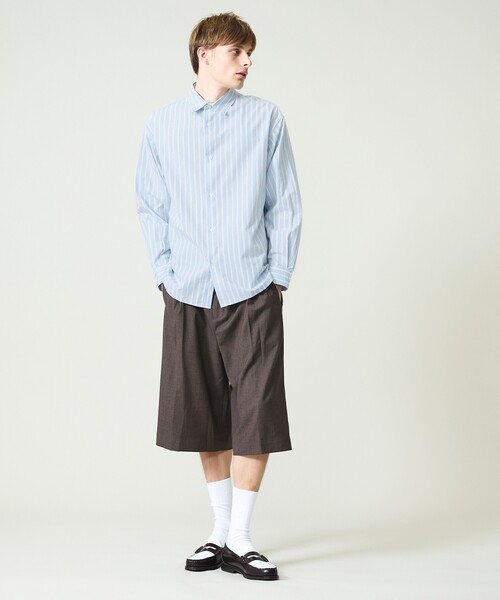 ABAHOUSE(アバハウス)の「TRシャンブレー バギーショーツ / ワイドショートパンツ(その他パンツ・メンズ・インディゴブルー/グレイッシュベージュ/ブラウン・46/48)」の6枚目の写真