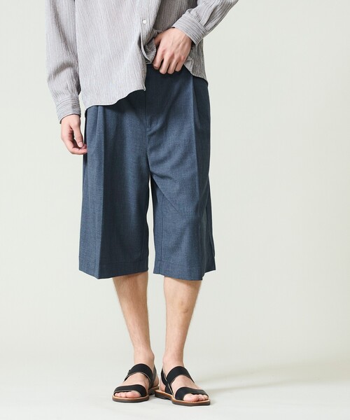 ABAHOUSE(アバハウス)の「TRシャンブレー バギーショーツ / ワイドショートパンツ(その他パンツ・メンズ・インディゴブルー/グレイッシュベージュ/ブラウン・46/48)」の9枚目の写真