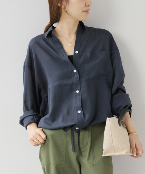 JOURNAL STANDARD relume(ジャーナルスタンダード レリューム)の「ソフトボイルドロストショートシャツ(シャツ/ブラウス・レディース・ネイビー/ピンク/ブラウン・FREE)」の3枚目の写真